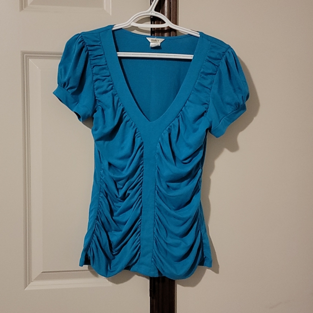 Studio Y Rouched Blue Shirt